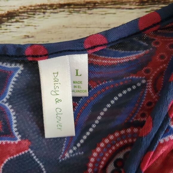 Daisy & Clover blouse short Sleeve Women's large multicolored Pre-owned - Picture 3 of 5